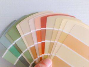 CasaColor Malerbetrieb: Eine Person hält mehrere Farbmuster in der Hand.